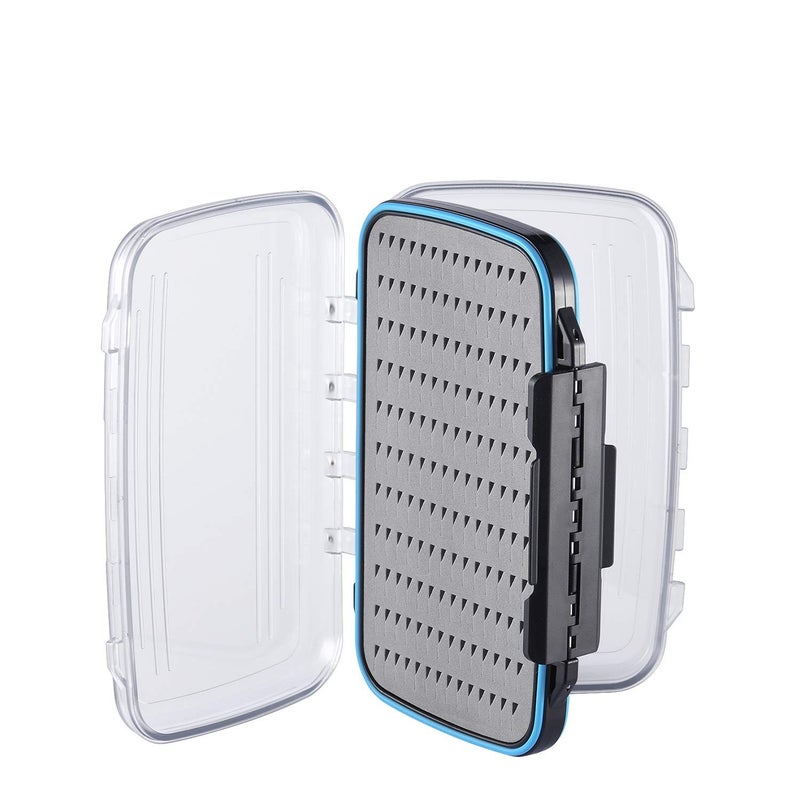 Gonex Fly Boxes for Fly Fishing Jig Boxes Two-Sided Waterproof Lightweight Fly Fishing Box Easy Grip Transparent Lid Fly Fishing Lures Box, 7.3"x 4.6"x 1.5", Grey - Image 1